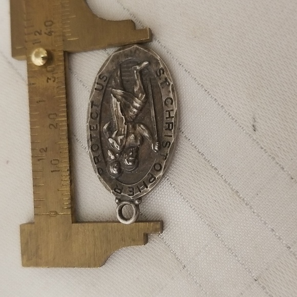 925 STERLING SILVER ST. CHRISTOPHER Charm or pendant. 1.75" x .75" EUC. #4 - Picture 4 of 5